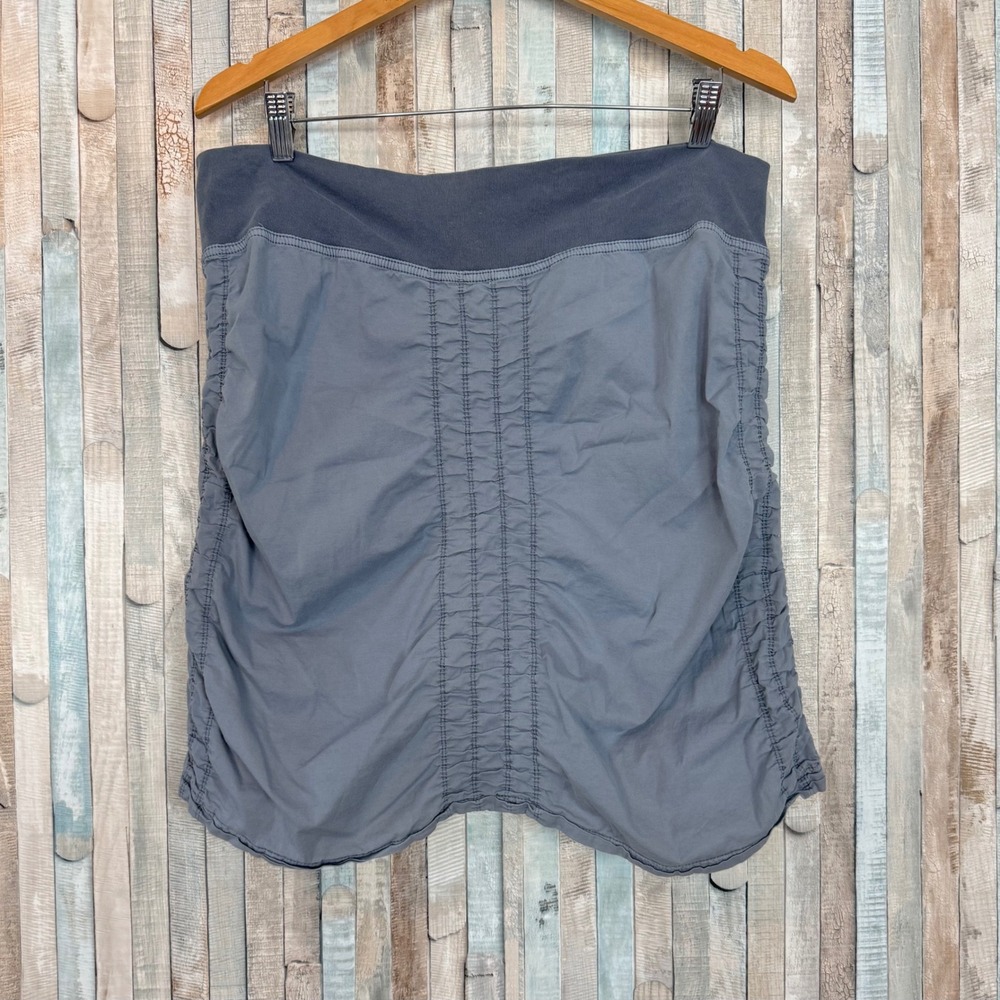 XCVI Wearables Trace Skirt Ruched Cotton Stretch Mini Skirt XL Boho Lagenlook